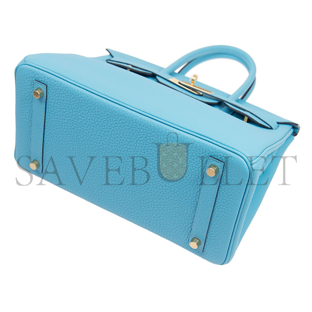 H**mes birkin 25 epsom leather candy blue gold buckle bag h028369cc7n (25*20*13cm)